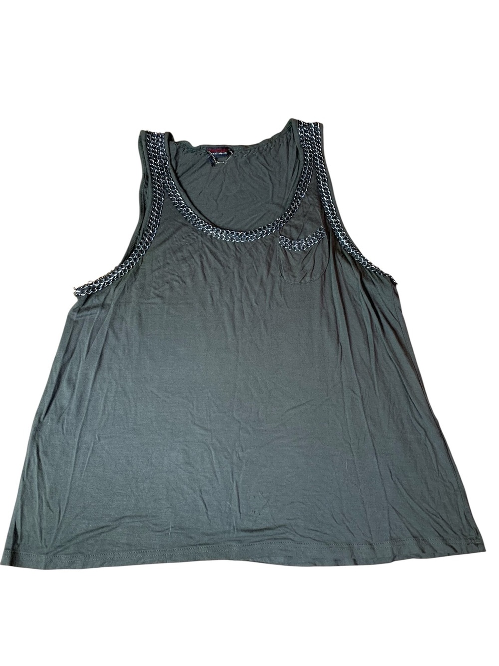 Devoted Luxury Apparel Olive Green Chain Detail Tank Top L/XL